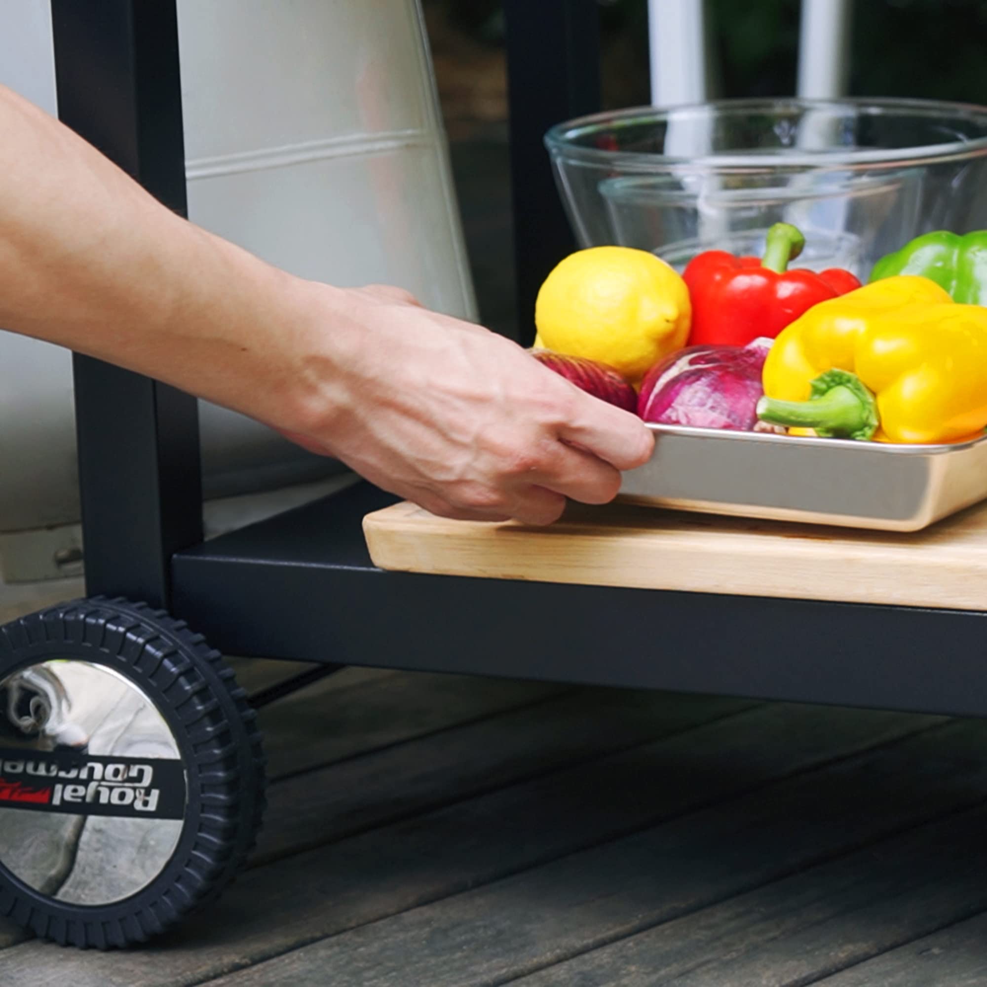 Royal Gourmet cart used as kitchen prep station showing versatile workspace