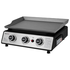 Royal Gourmet close-up of 3.5mm steel griddle top showing smooth cooking surface and even heat