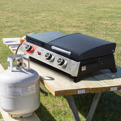 Royal Gourmet PD1305H griddle close-up showing smooth porcelain surface for easy flipping