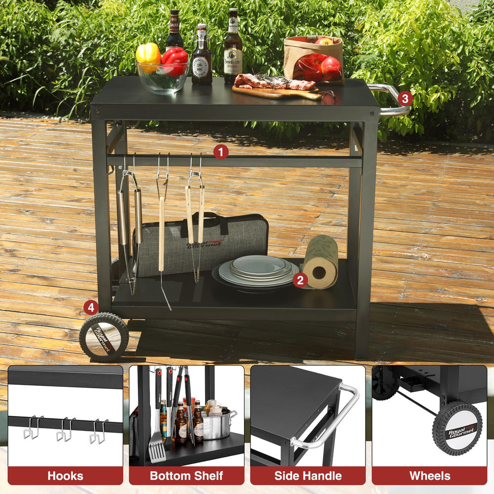 Royal Gourmet side handle with towel bar showing convenient transport and access