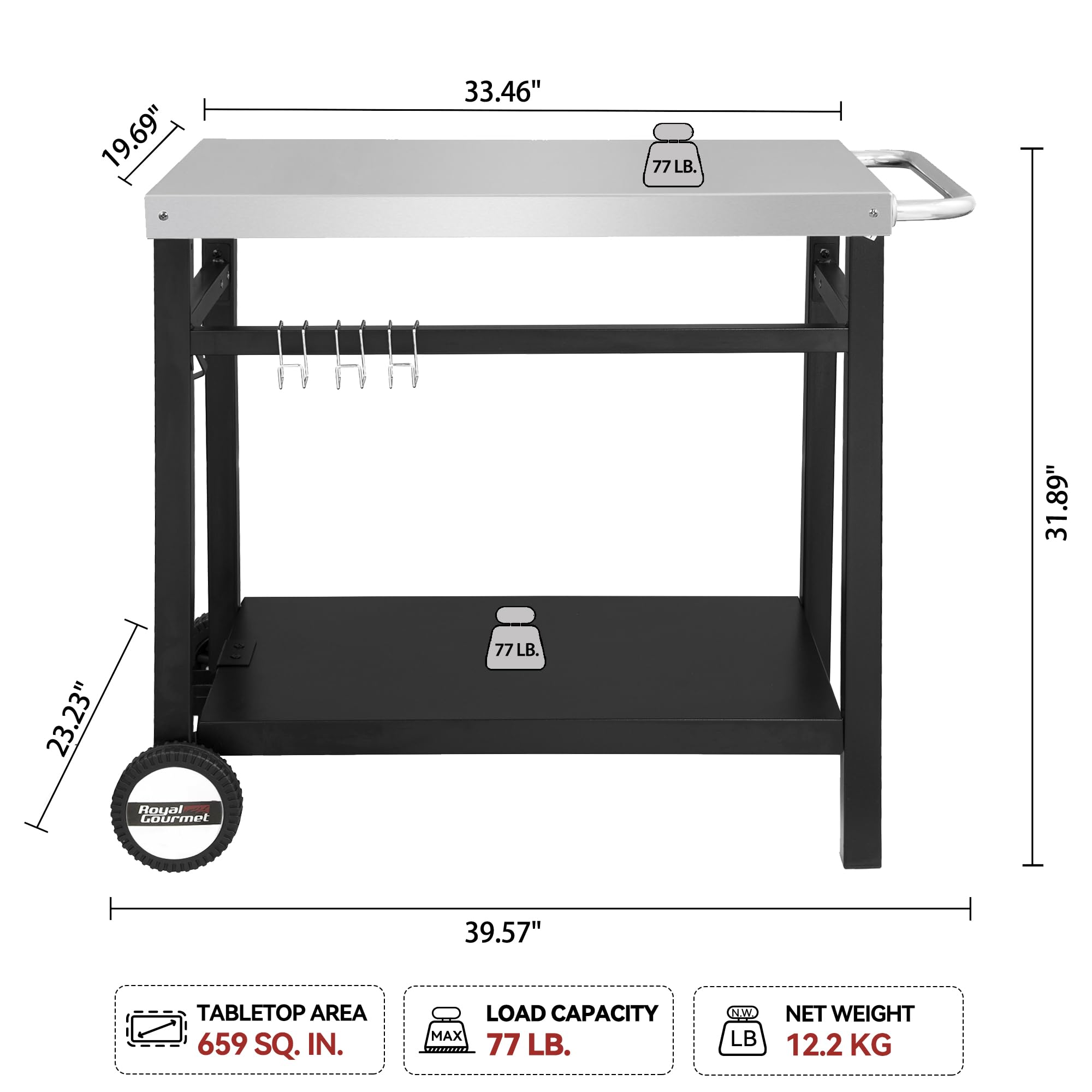 Royal Gourmet close-up of stainless-steel flattop highlighting easy-clean surface