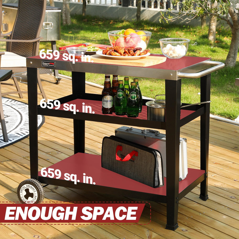 Royal Gourmet removable trash holder attached showing tidy waste management