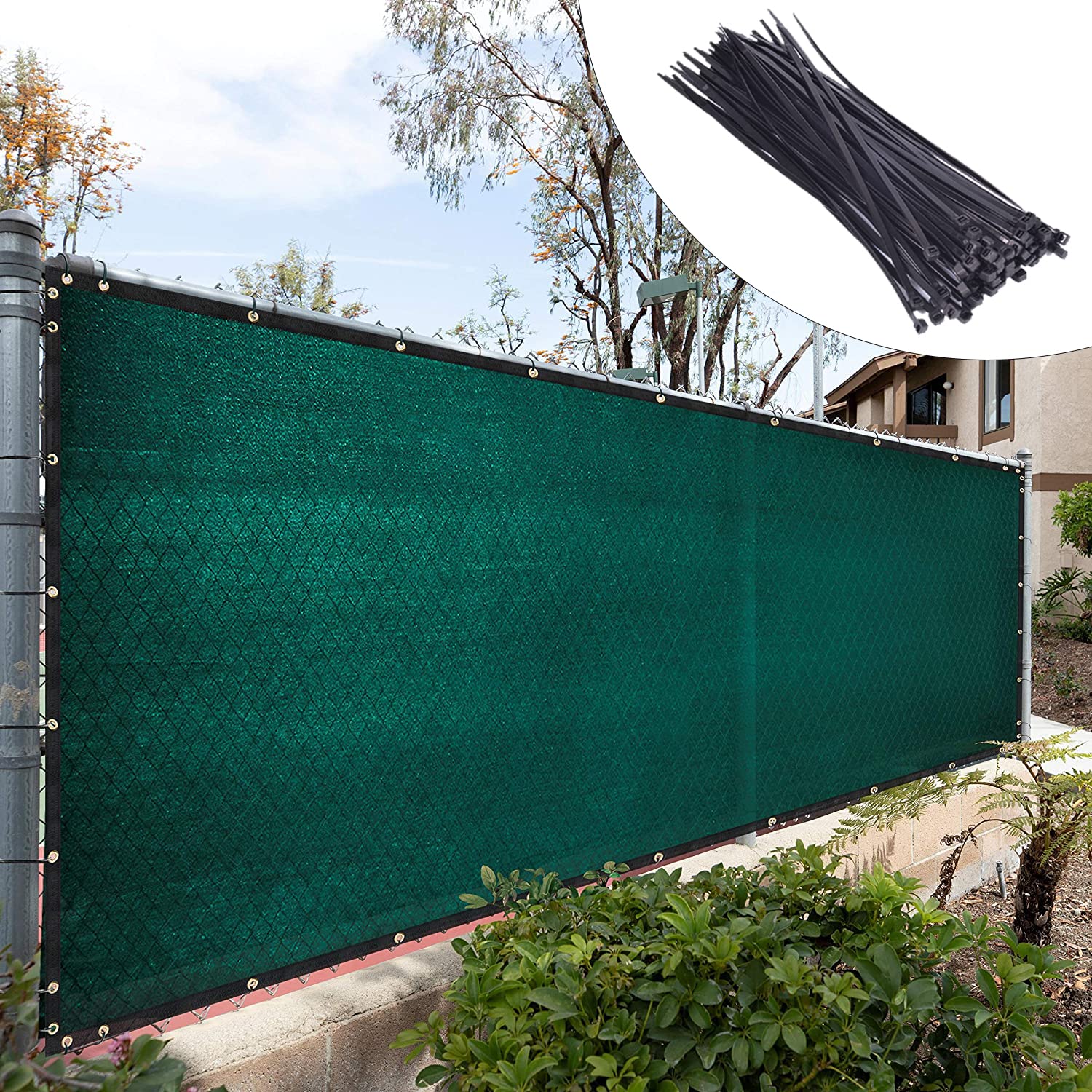 Royal Shade front view of green 4x50 privacy screen showing coverage benefit