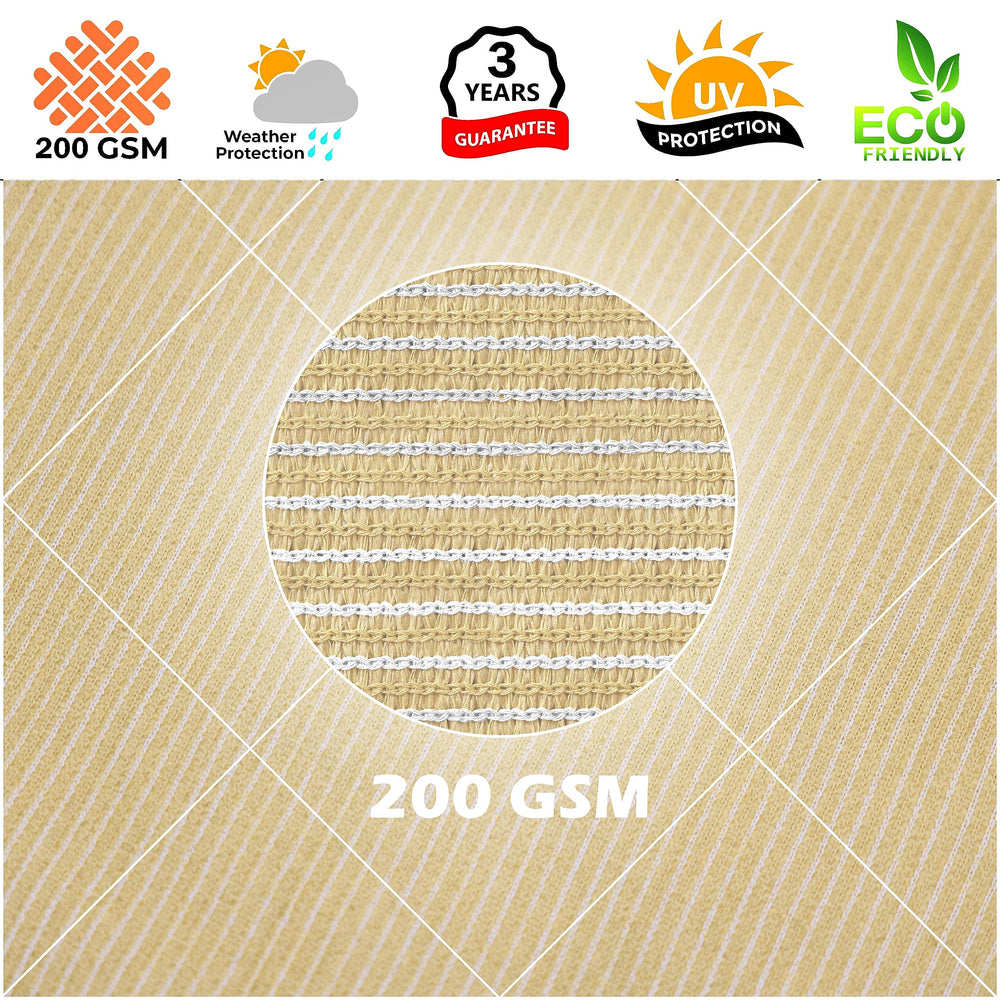 Royal Shade packaged sail with label showing product info and warranty reassurance