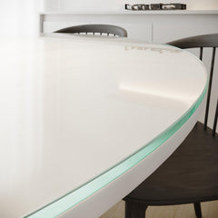 Royalty Mirror round glass installed on dining table showing stable surface and aesthetic upgrade benefit