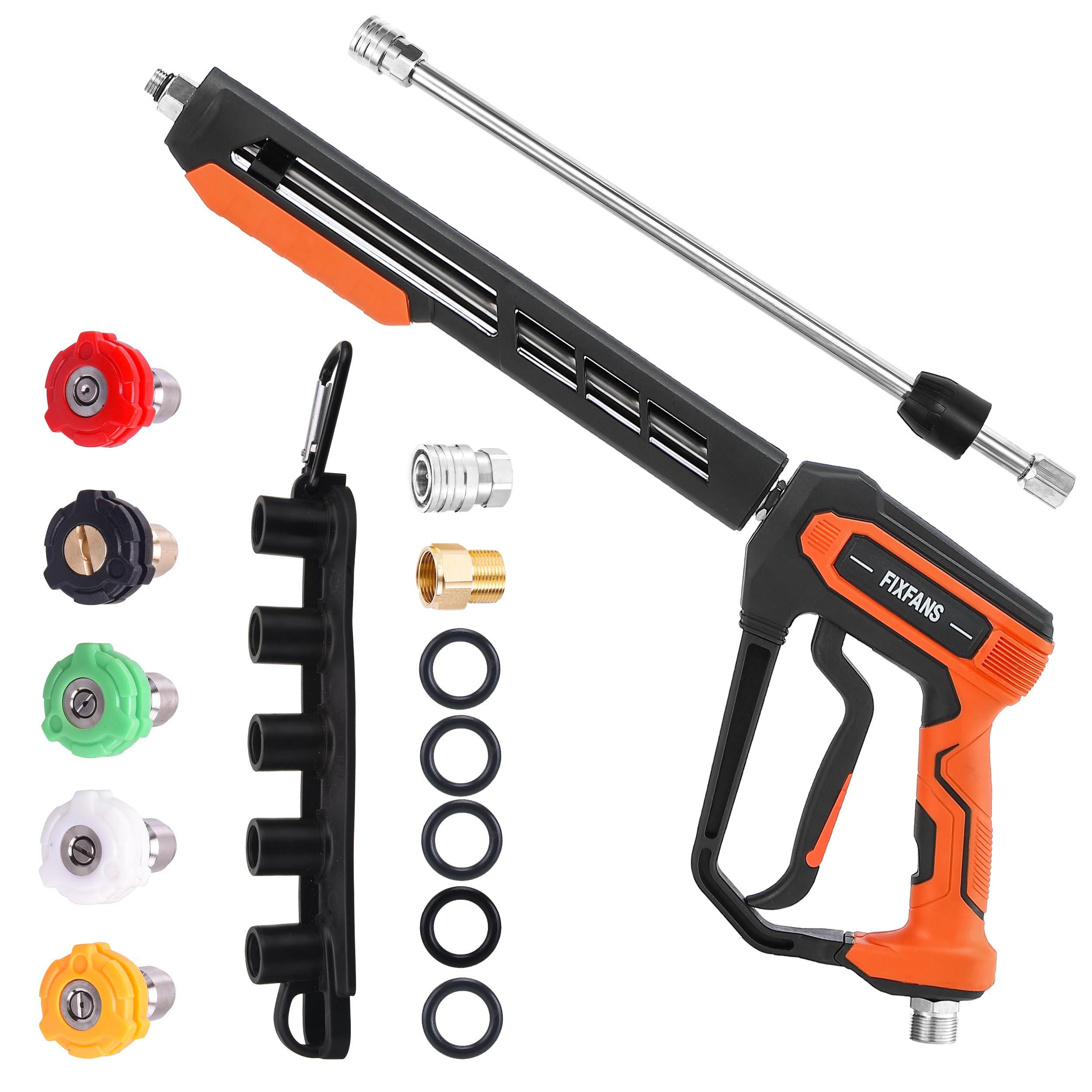 ROYPOWER FIXFANS front view pressure-washer gun showing robust build and versatile use