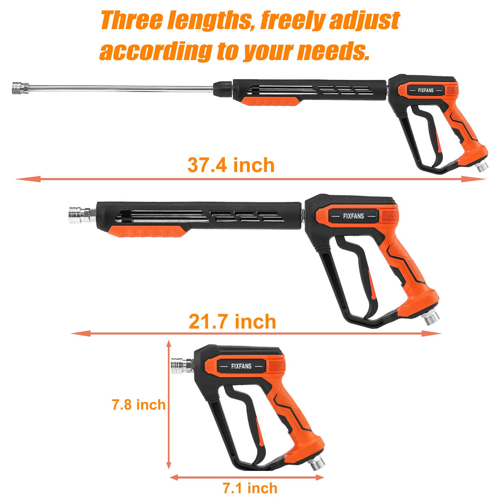 ROYPOWER FIXFANS three detachable wand lengths laid out to compare reach options