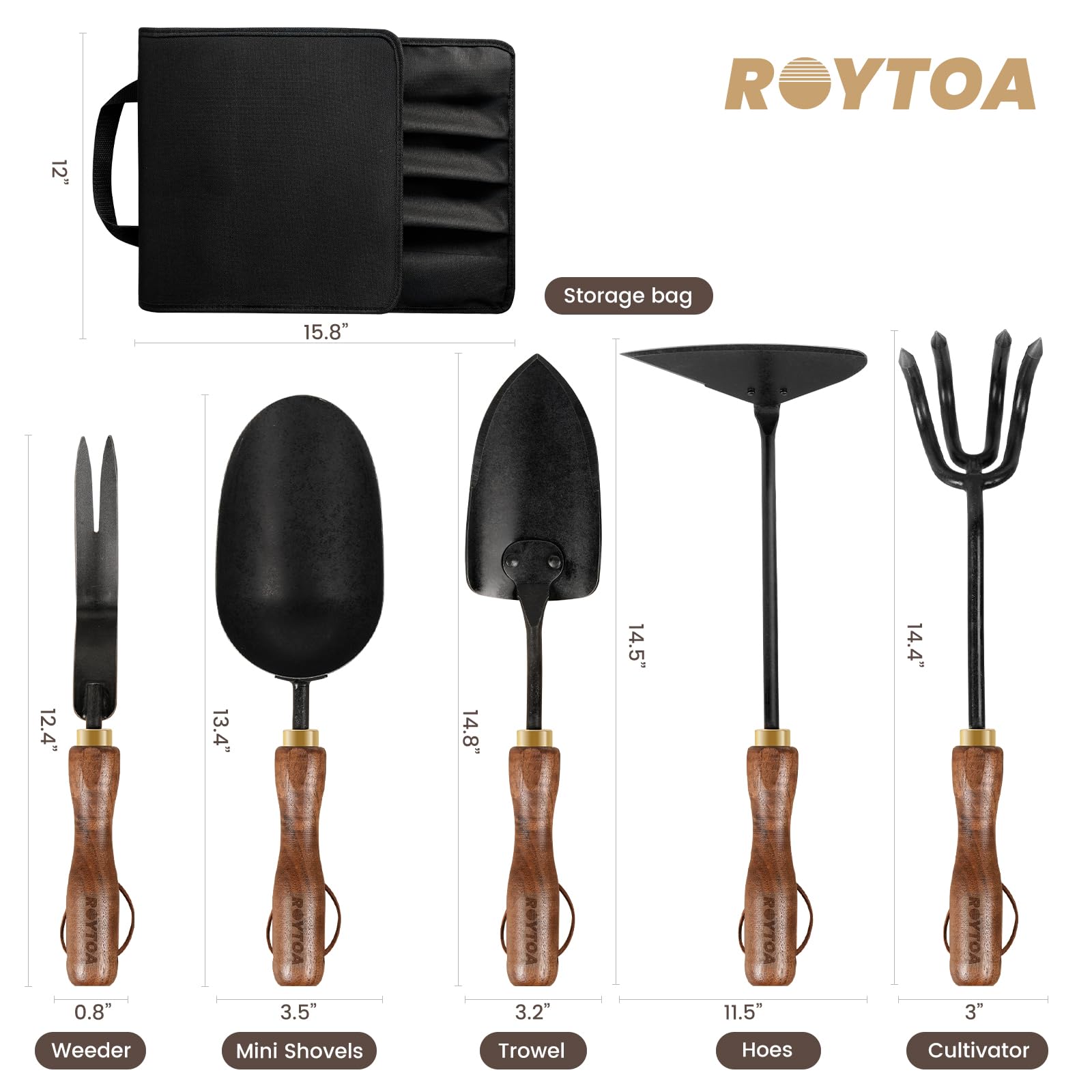 roytoa cultivator close-up showing stainless steel tines for easier soil aeration