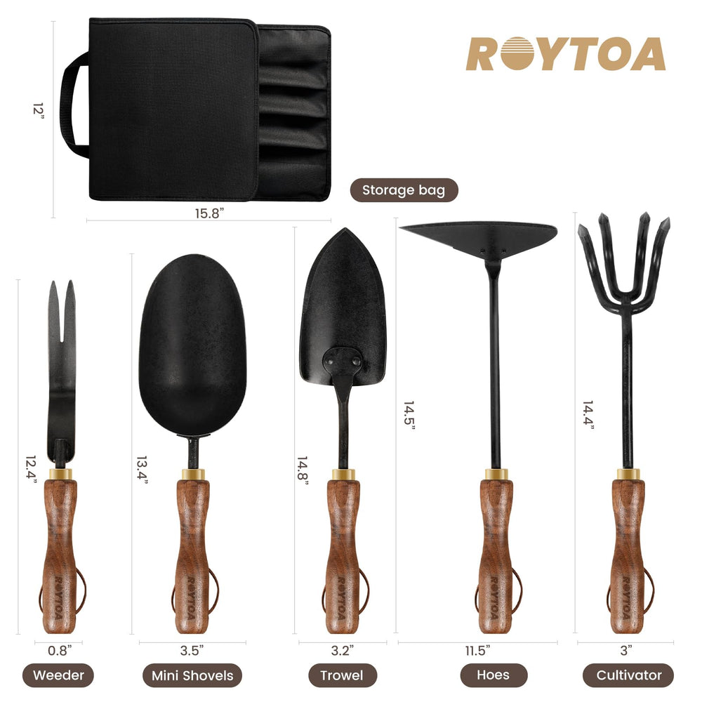 roytoa cultivator close-up showing stainless steel tines for easier soil aeration