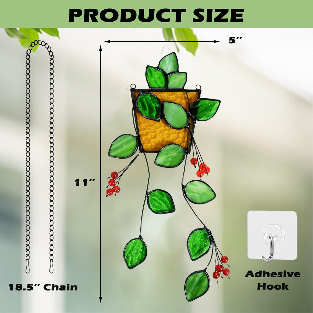 Royxen suncatcher hanging in window casting green light benefits ambiance