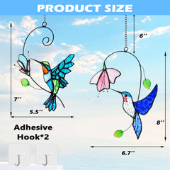 Royxen hanging hummingbirds in sunlit window creating colorful room ambiance