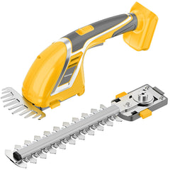 Rozlchar front view of 2-in-1 trimmer attachment showing dual blades and compact body, easy storage
