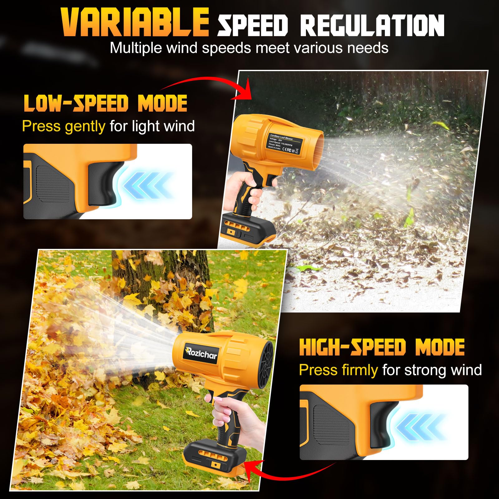 Rozlchar in use drying a car quickly with controllable high-speed airflow
