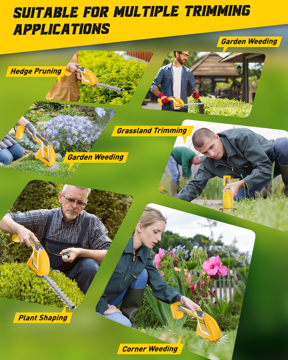 Rozlchar in a backyard trimming hedges demonstrating precise shaping and efficient pruning