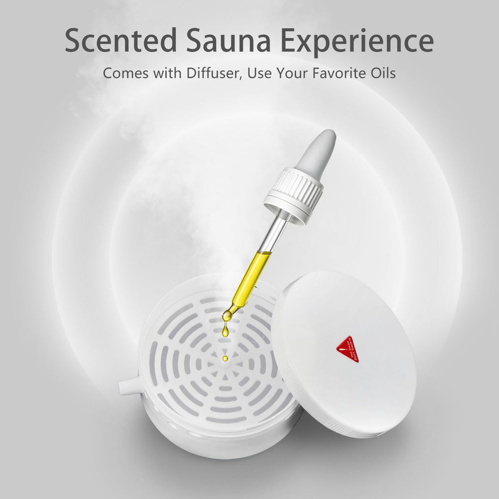 RRGFB in-use inside a pop-up sauna tent demonstrating even steam distribution