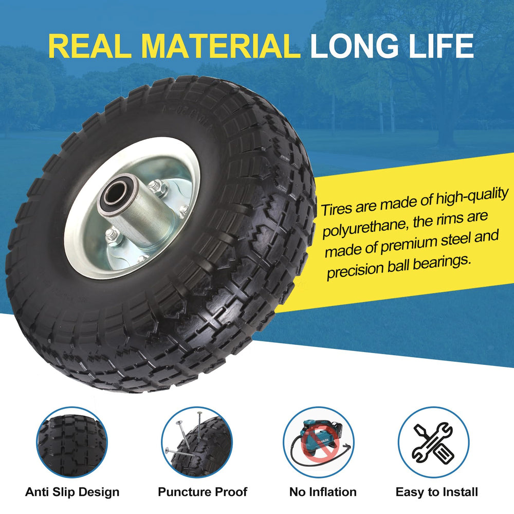 RRQ wheel installed on garden cart illustrating maintenance-free use