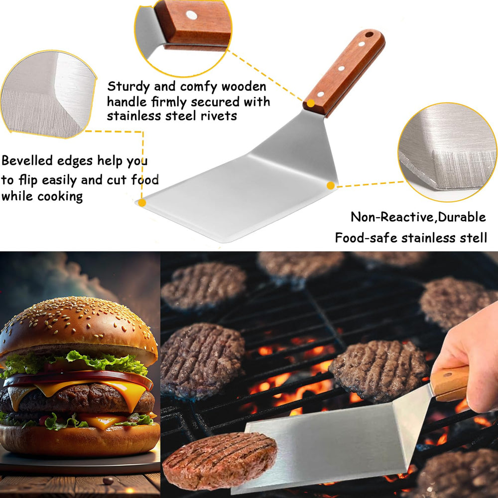 Rsipelsk kit in use on Blackstone griddle demonstrating efficient searing and flipping