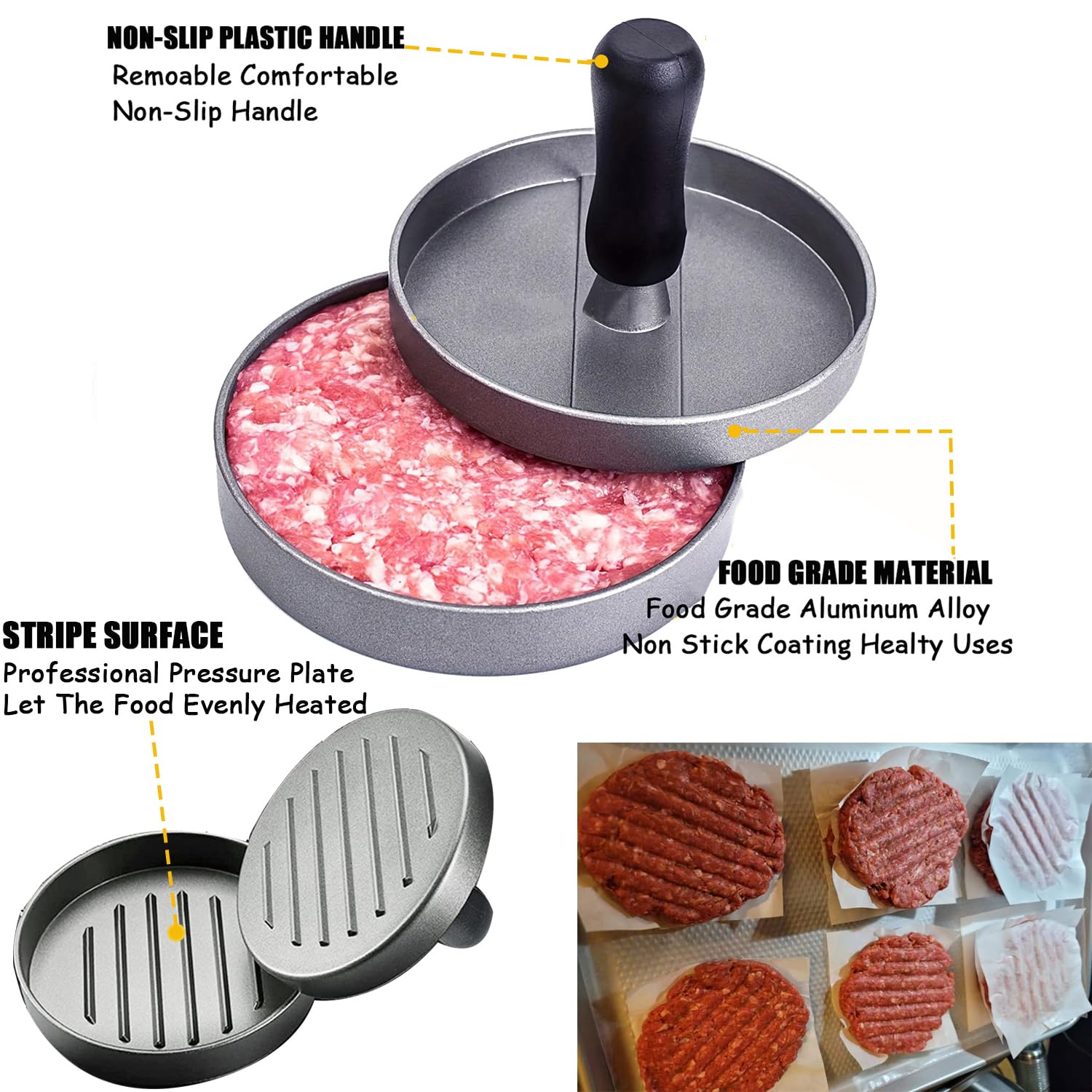 Rsipelsk patty maker with parchment papers showing tidy release and fast cleanup