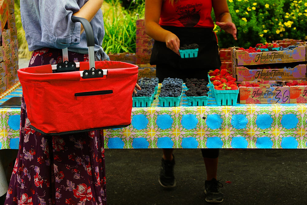 RSVP International basket in use carrying groceries to car for convenient hauling