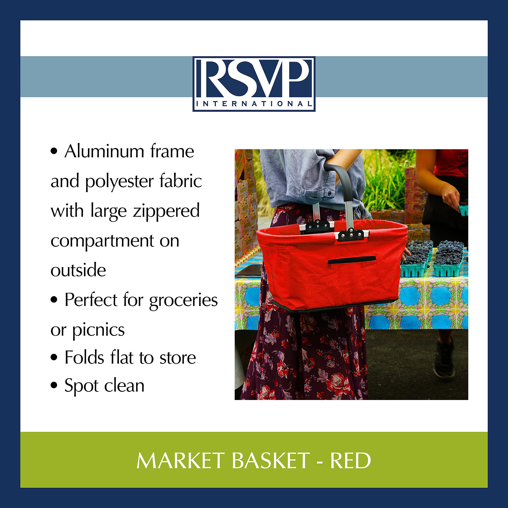 RSVP International basket on a picnic blanket illustrating organized outdoor carrying