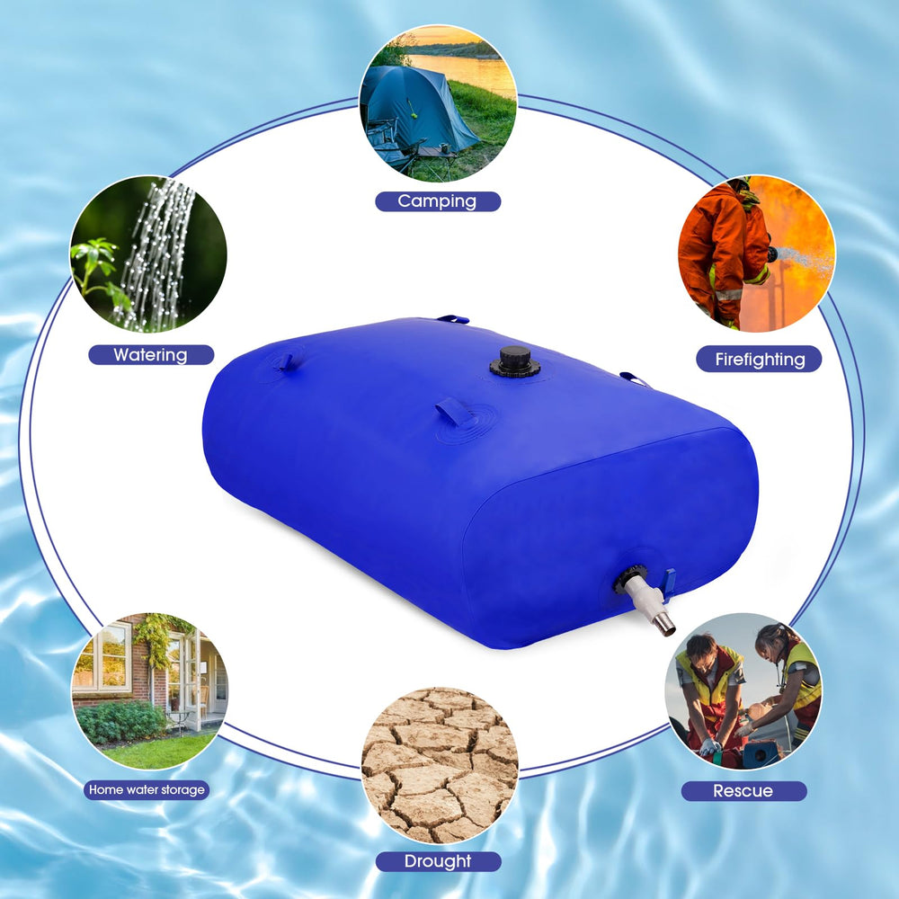 RTHIEAI bladder connected to garden hose showing easy water dispensing
