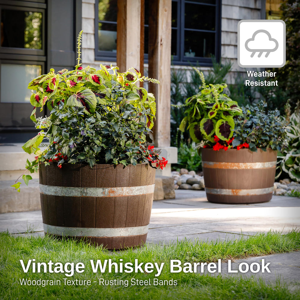 RTS Home Accents barrel beside chair showing scale and lightweight portability for repositioning