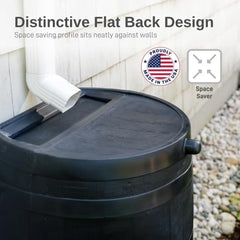 RTS Home Accents flat-back barrel placed against wall saving space and reducing clutter