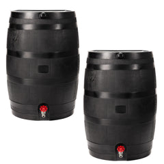RTS Home Accents front view of two black barrels showing capacity and compact placement benefit