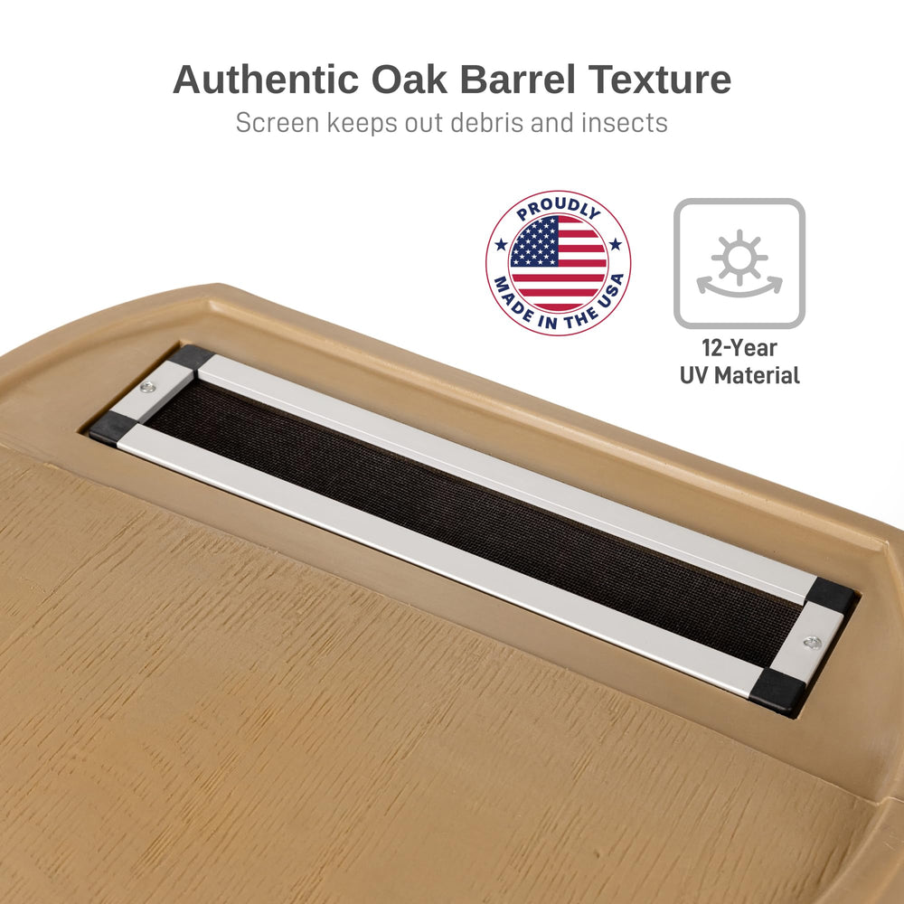 RTS Home Accents barrel flat back fitted against house wall to save space