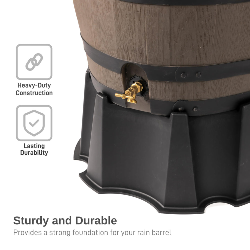 RTS Home Accents stand supporting a 55-gallon barrel for easier spigot access