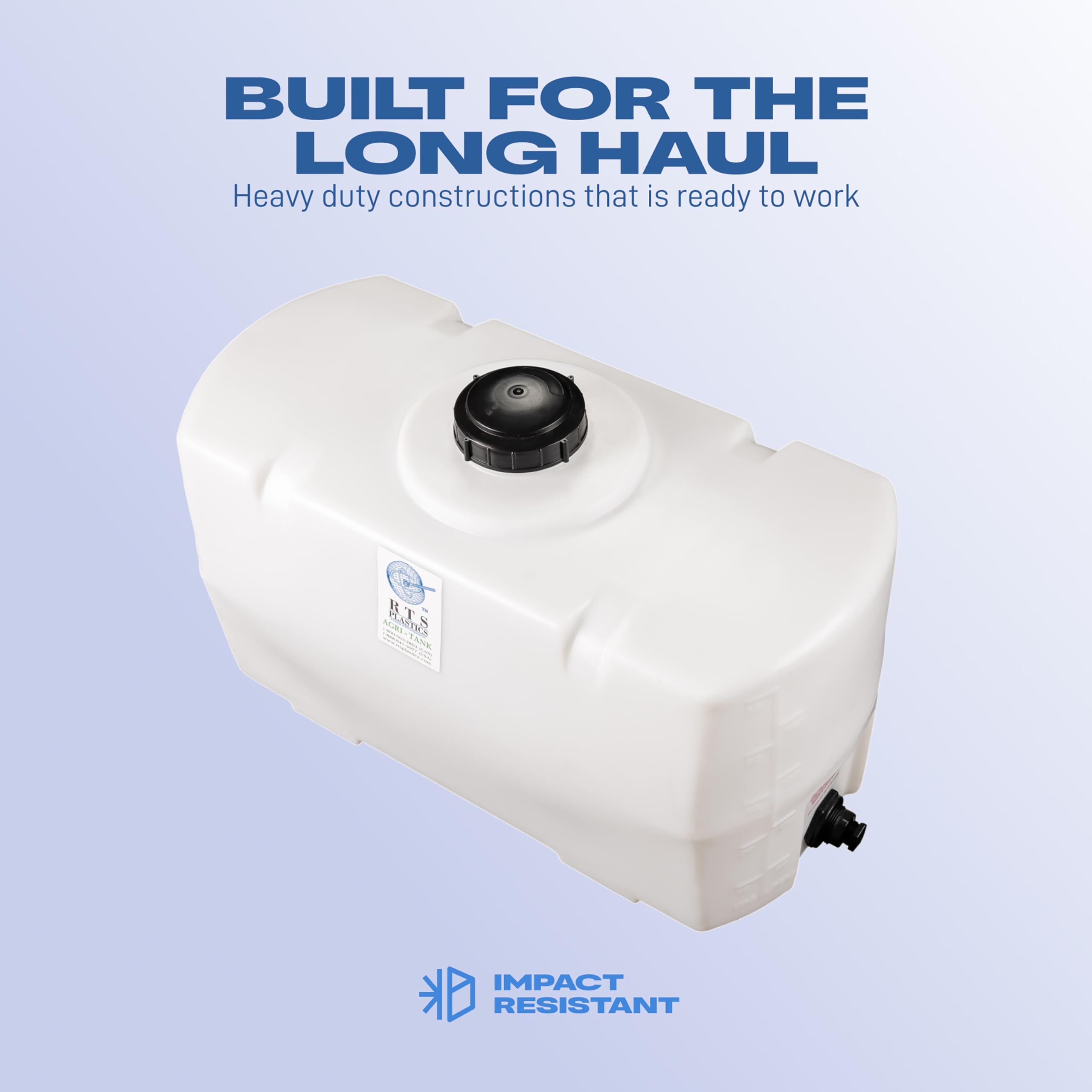 RTS Plastics siphon elbow close-up enabling near-complete tank drainage