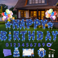 Rtshuok front packaging showing complete birthday yard kit and contents
