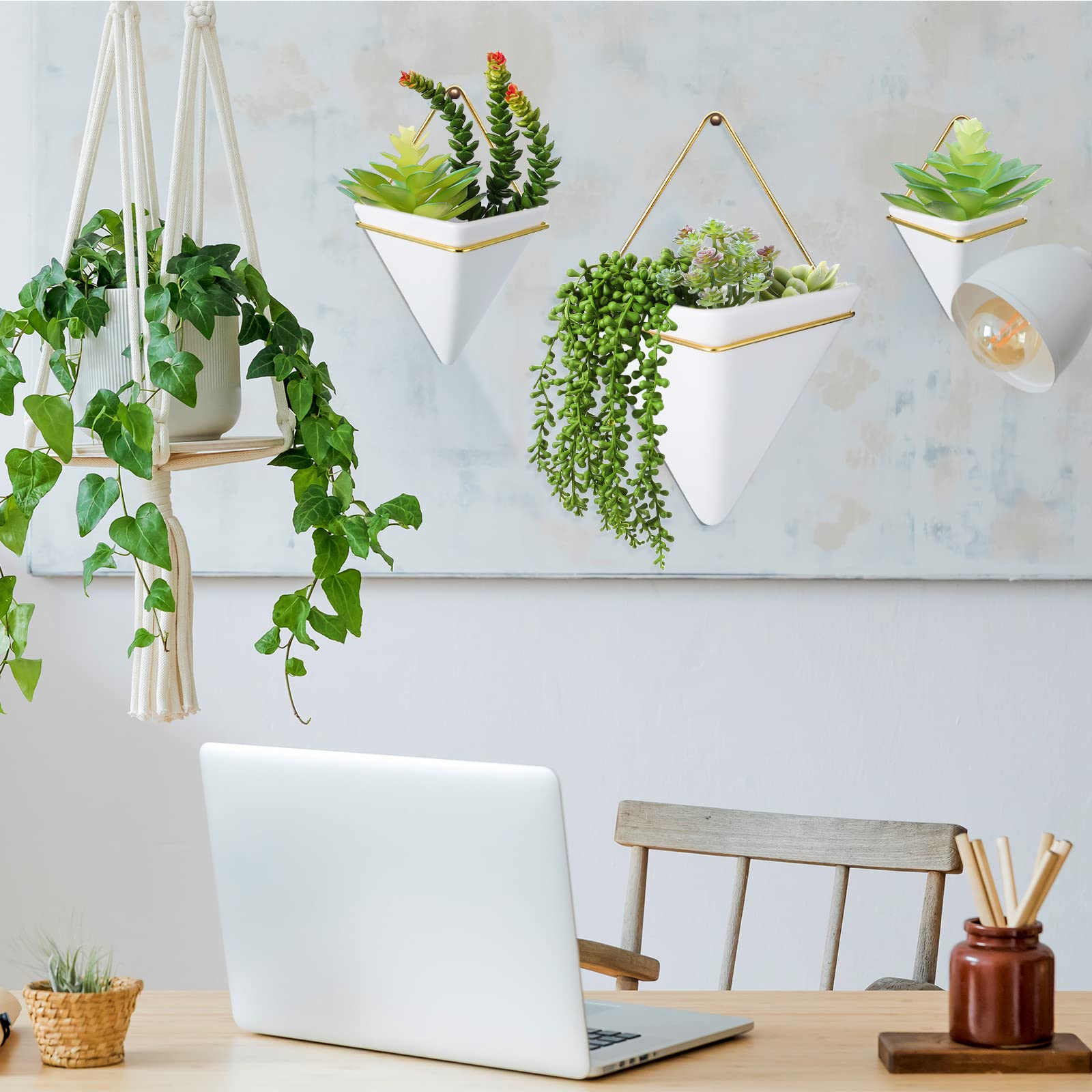 Rtteri planters hanging above bathroom vanity adding greenery without watering