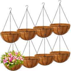 Rtteri front view of eight hanging baskets showing ready-to-hang styling benefit