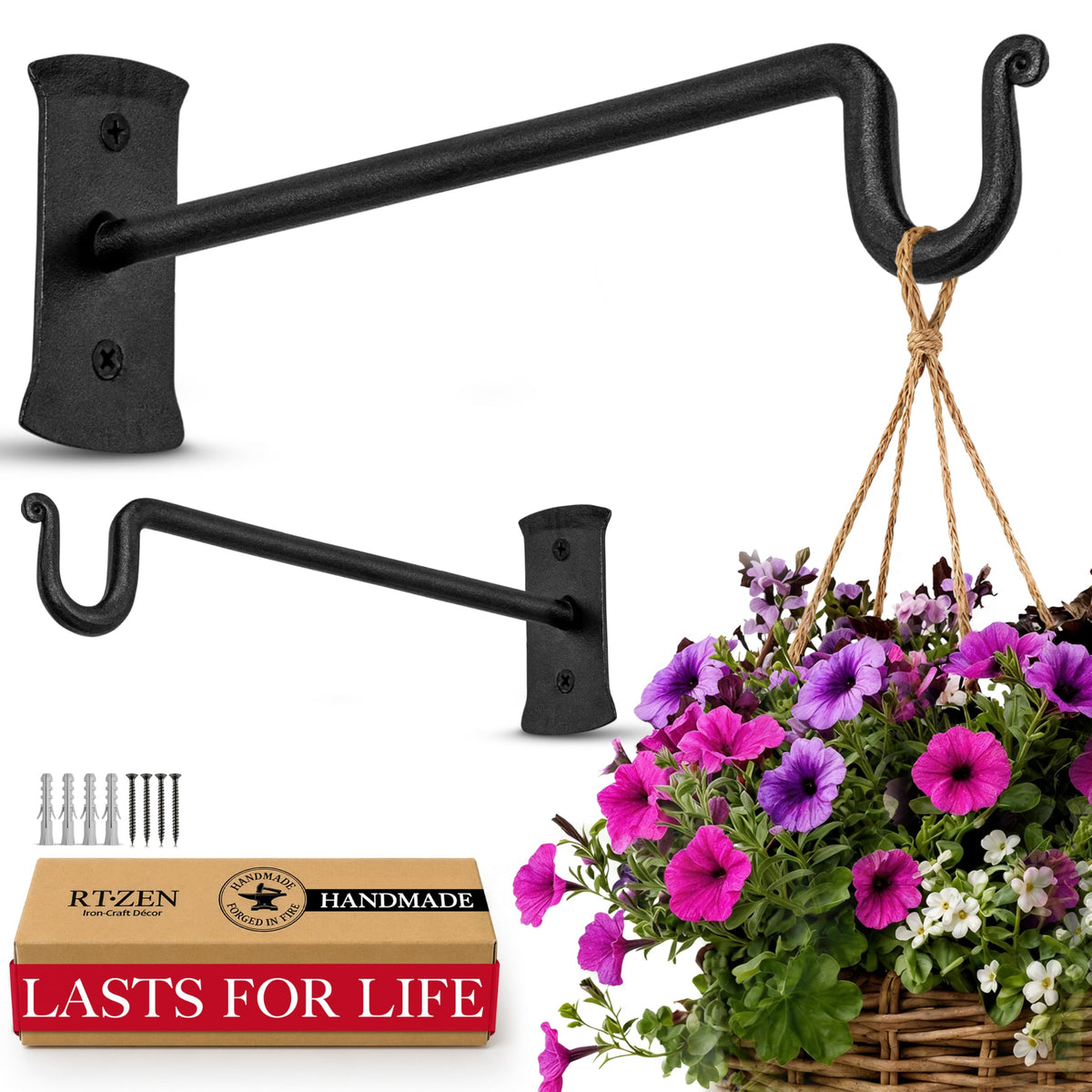 RTZEN front view of black iron bracket showing classic shape and strength