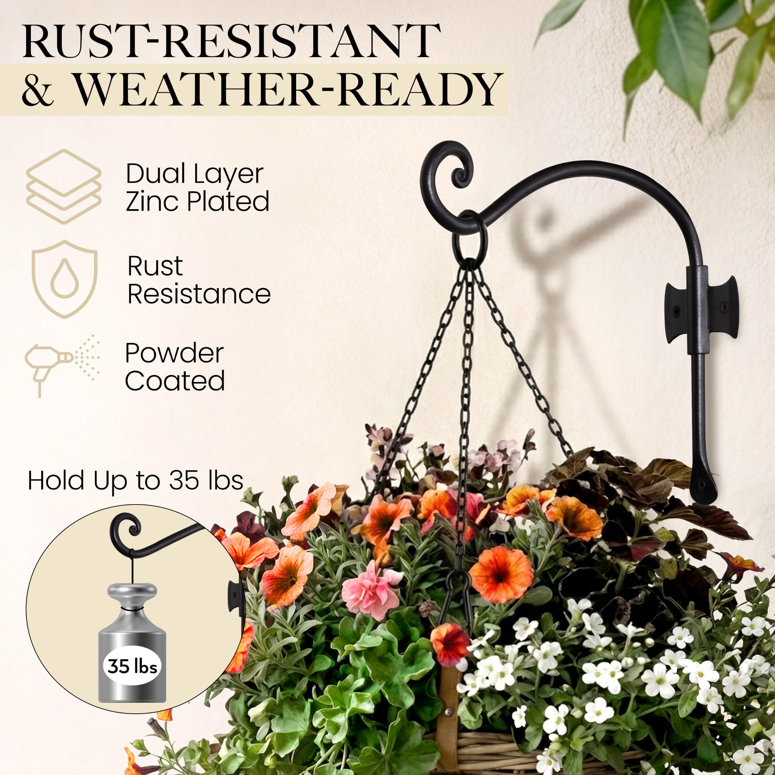 RTZEN hook with macramé basket indoors demonstrating decorative indoor hanging