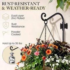 RTZEN hook installed with hanging planter demonstrating secure, decorative display