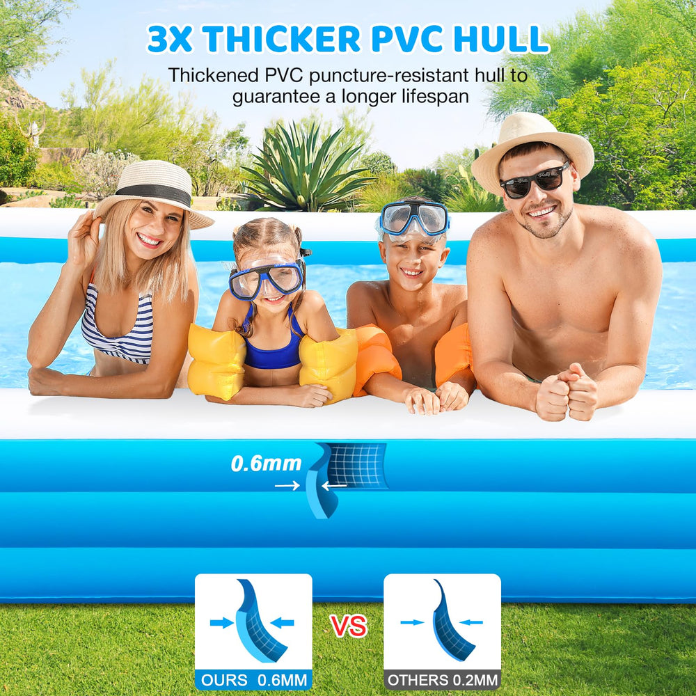 RUANSZZ family enjoying pool in backyard illustrating easy group use