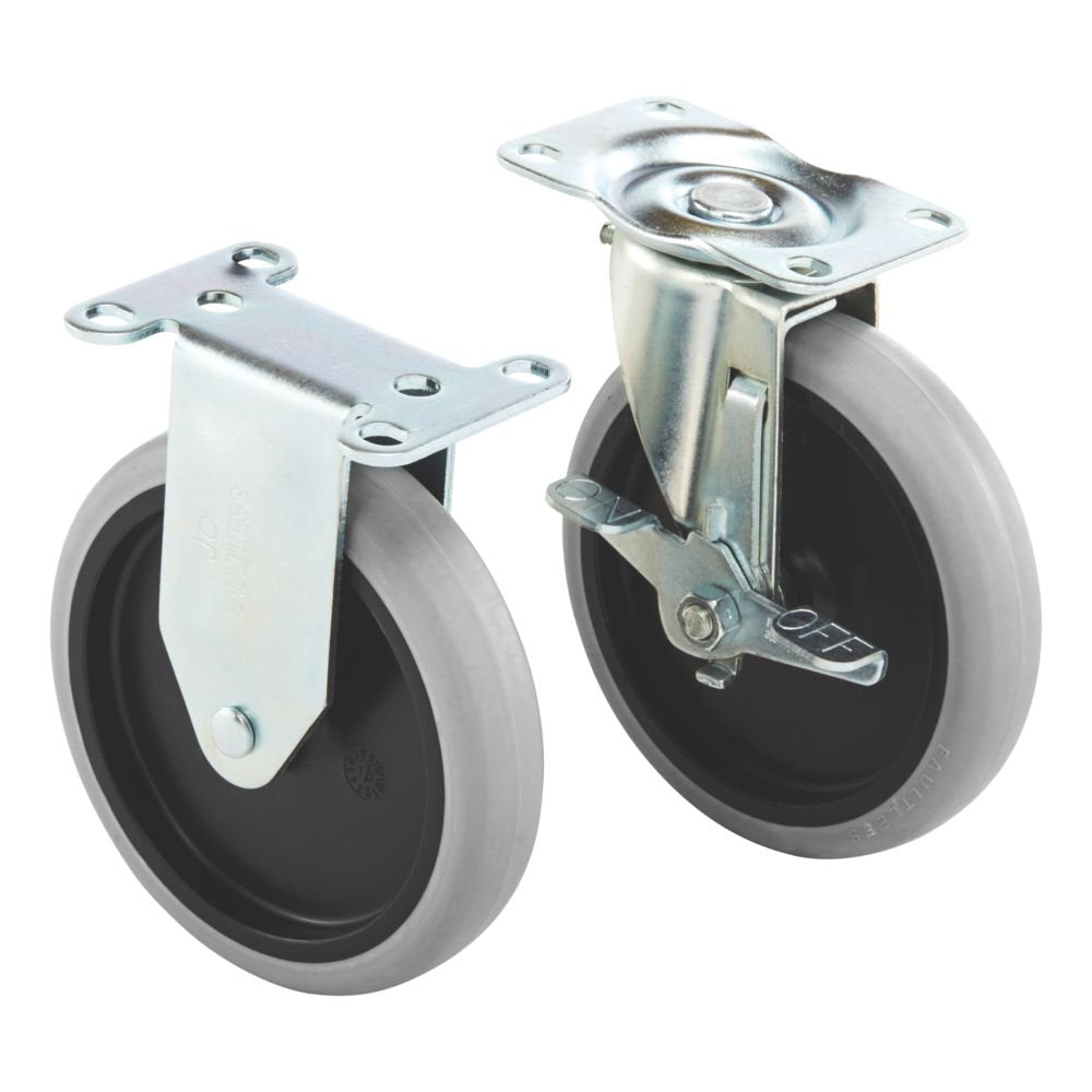 Rubbermaid Commercial close-up of 5-inch TPR wheel highlighting shock absorption