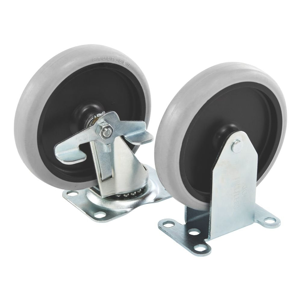Rubbermaid Commercial caster next to ruler for size comparison and load capacity