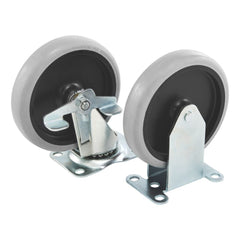 Rubbermaid Commercial caster next to ruler for size comparison and load capacity