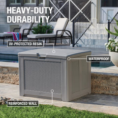 Rubbermaid close-up of basket-weave resin texture demonstrating durable UV-resistant finish