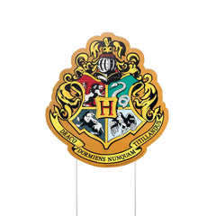 Rubies Hufflepuff crest close-up showing clear emblem and sturdy lawn-stake attachment