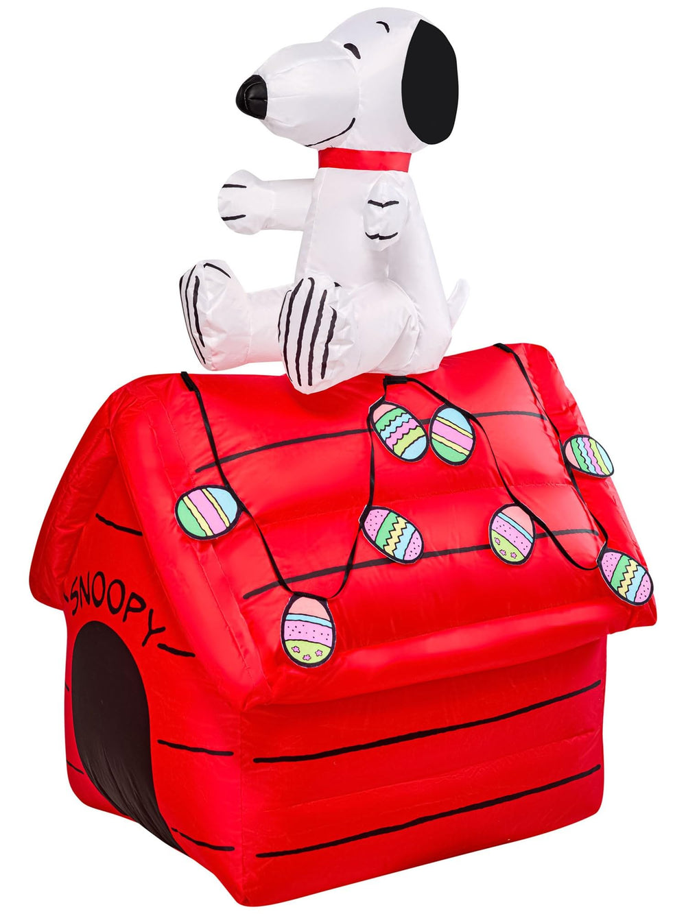 Rubies Snoopy lit at night demonstrating glowing lights and evening curb appeal