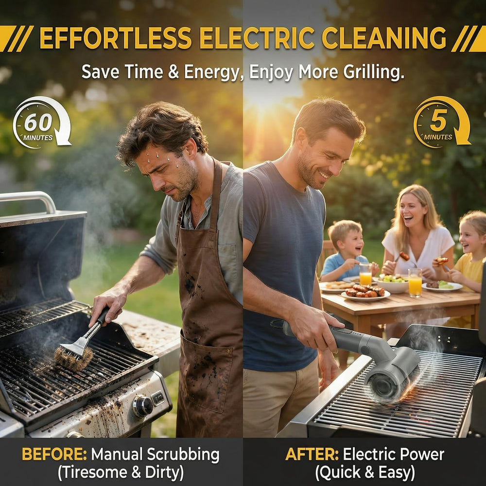 RUDAP brush beside standard tools showing compact size and cordless freedom