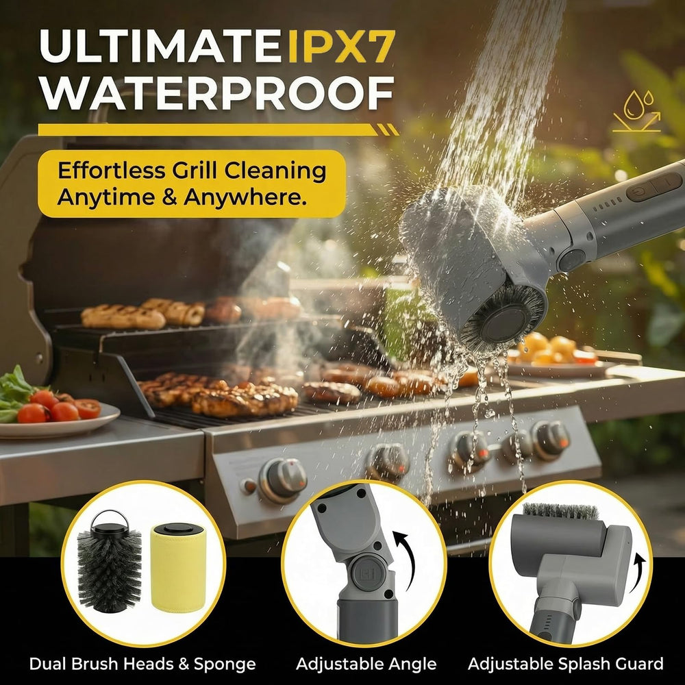 RUDAP brush being rinsed under tap demonstrating IPX7 waterproof convenience