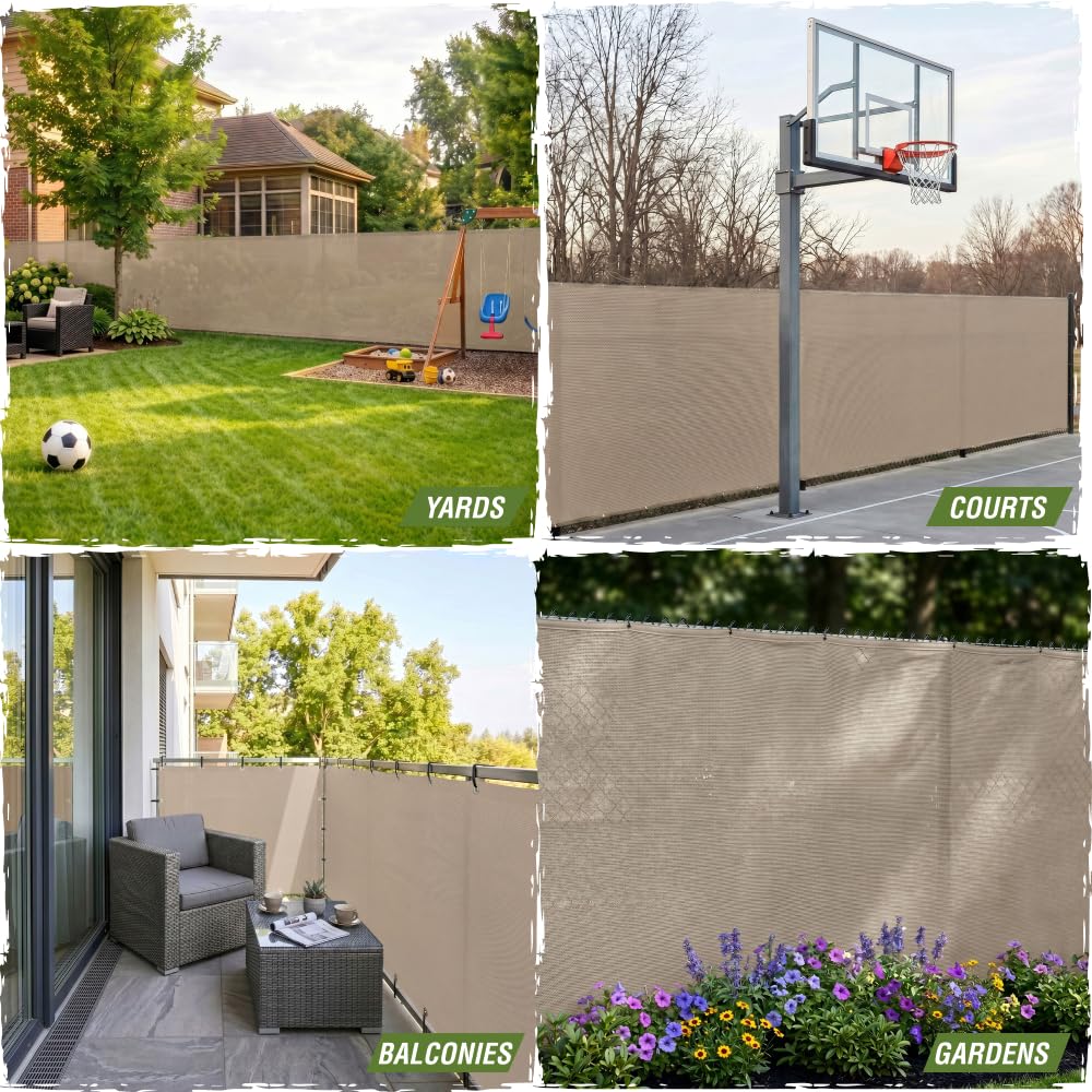 RUGGED RHINO beige screen blending with garden landscape for aesthetic benefit