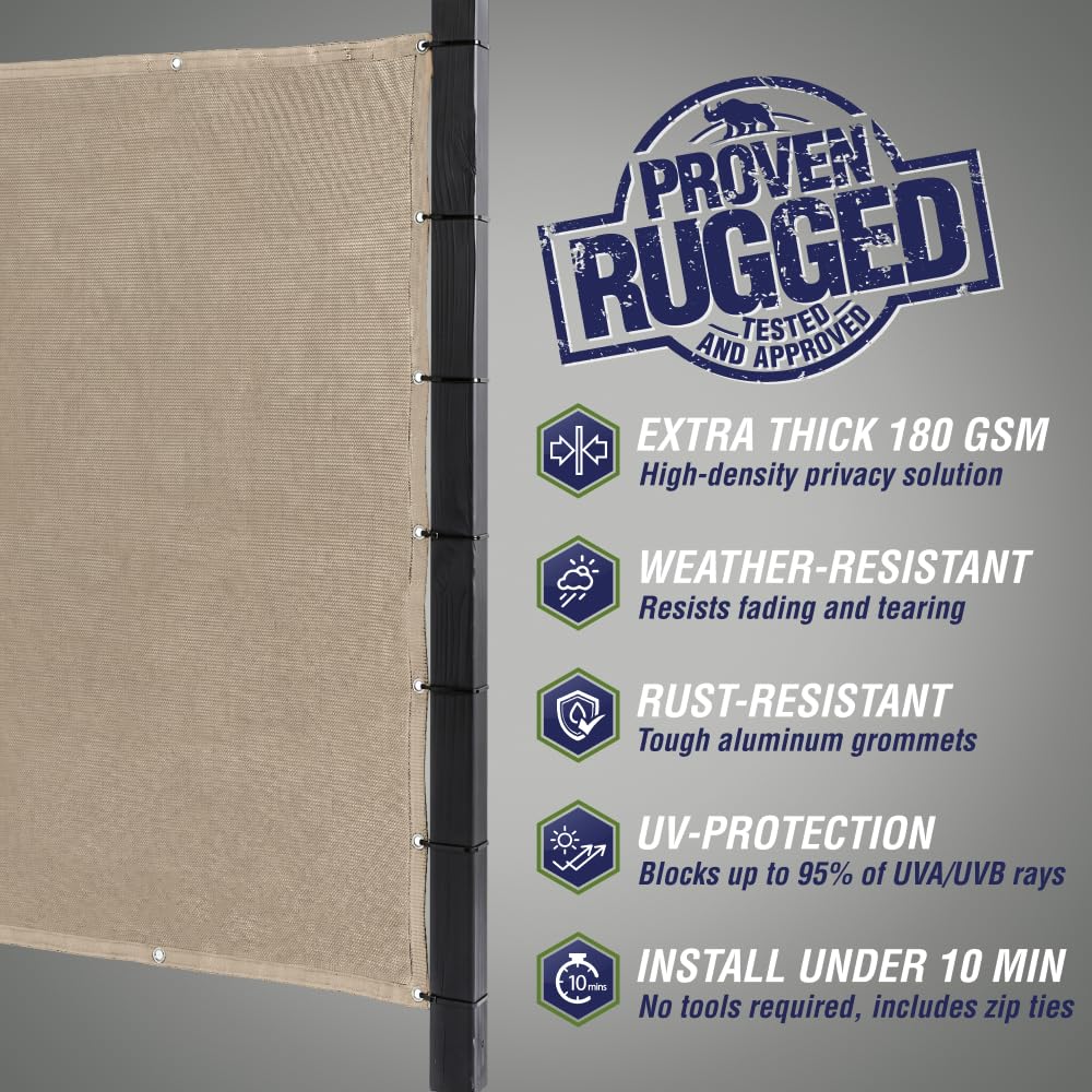 RUGGED RHINO close-up of 180 GSM mesh texture for durable privacy benefit
