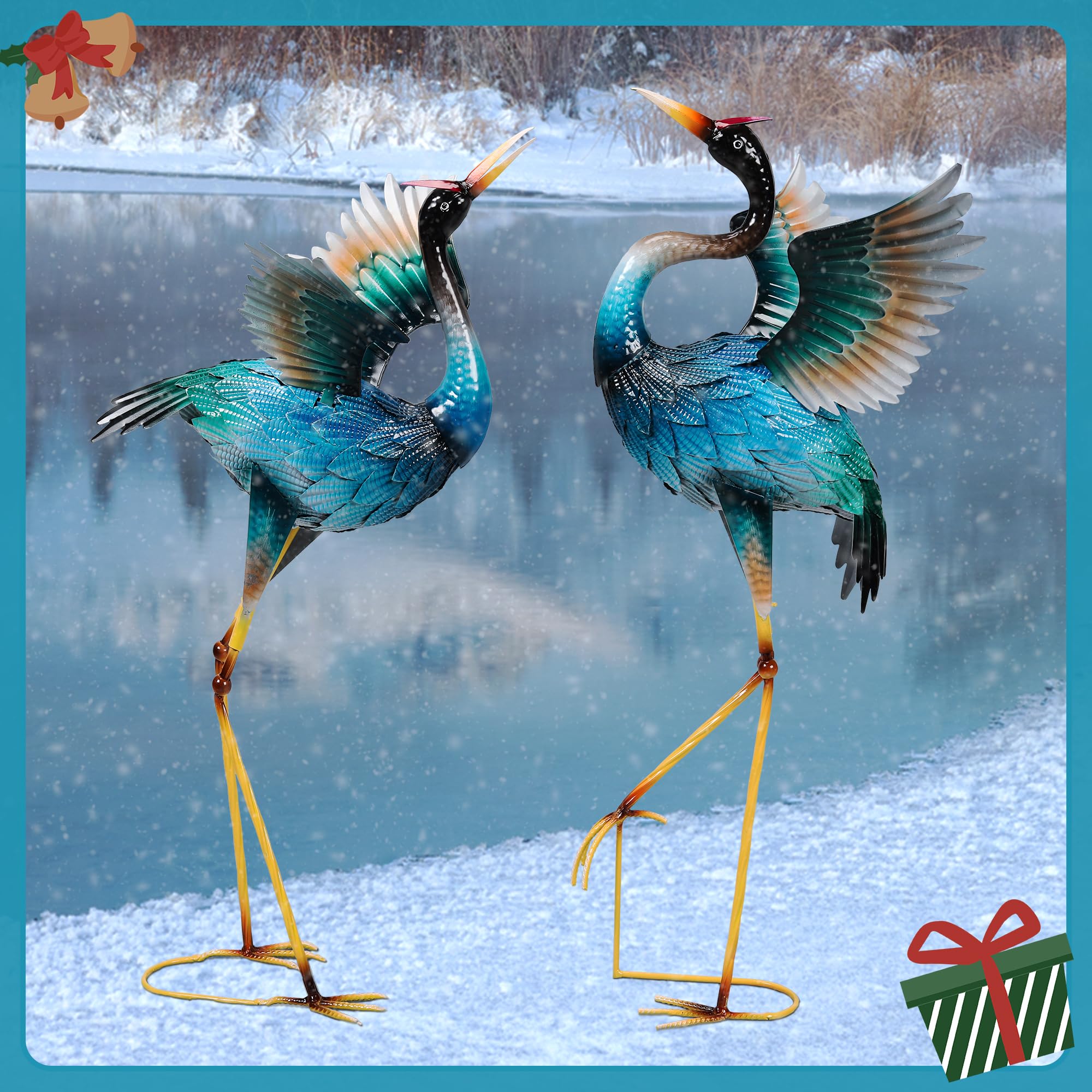 Ruifabo pair near pond showing outdoor placement and tranquil decor enhancement