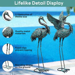 Ruifabo side profile of both cranes showing natural posture and paired visual impact